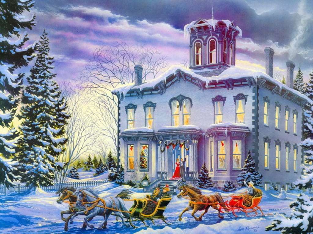 Natal na casa branca quebra-cabeças online