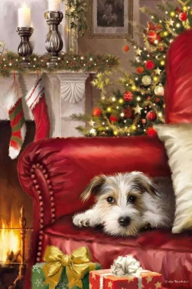 puppy met kerst online puzzel