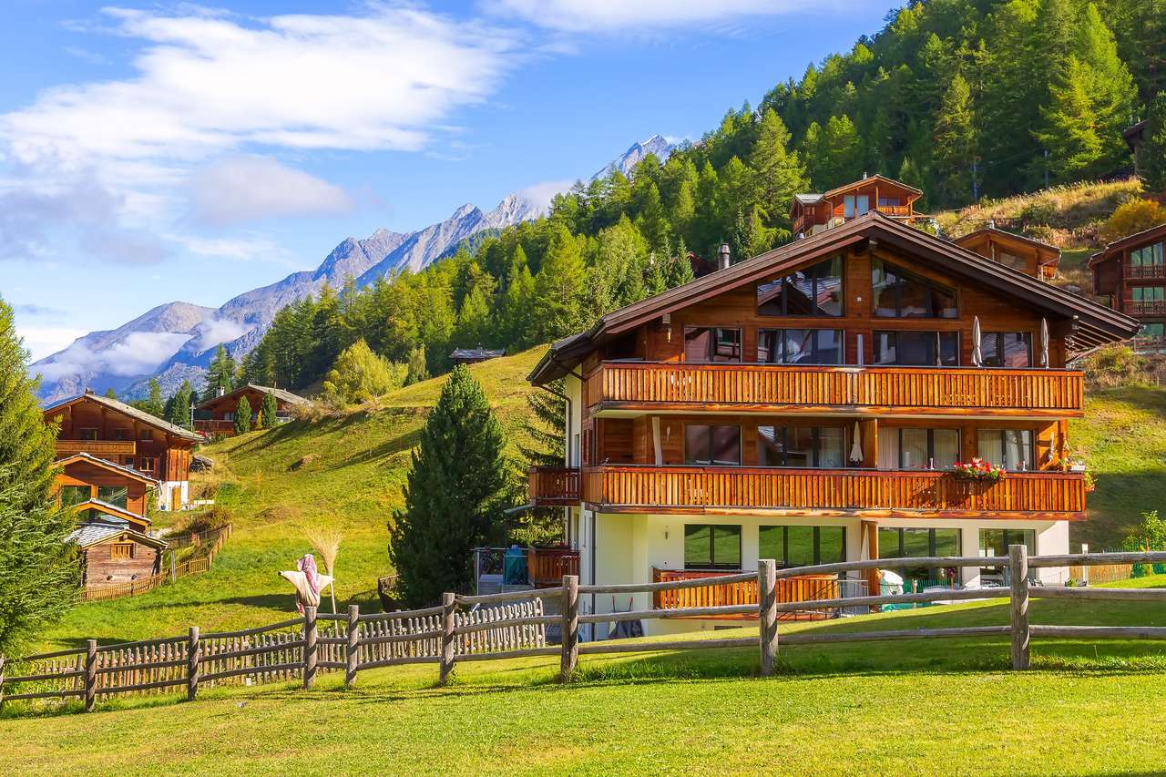 Церматт, панорама альпійського села онлайн пазл