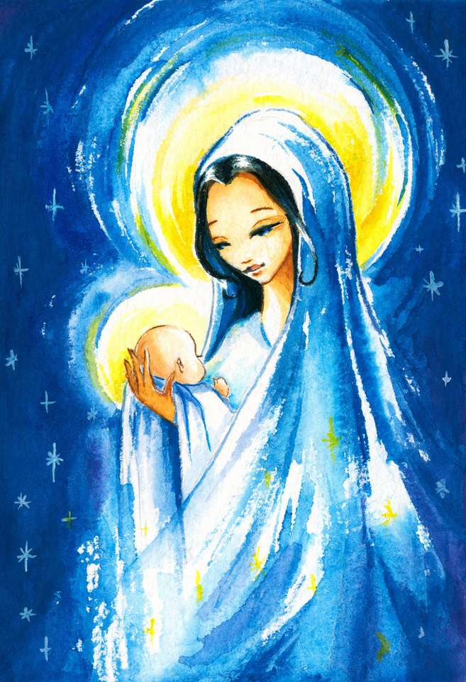 Мария с юным Иисусом Христом пазл онлайн