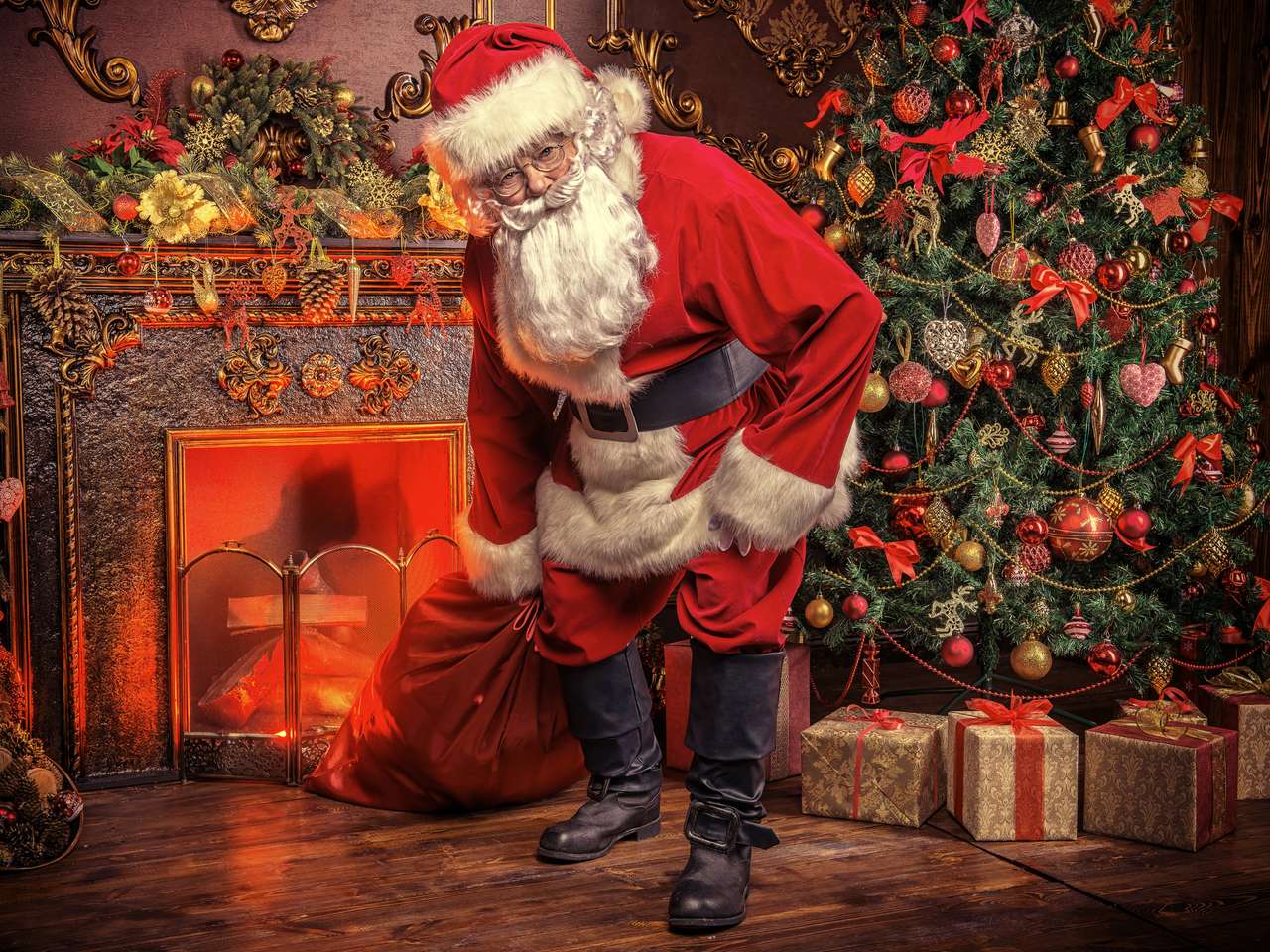 Papai Noel traz presentes de natal puzzle online