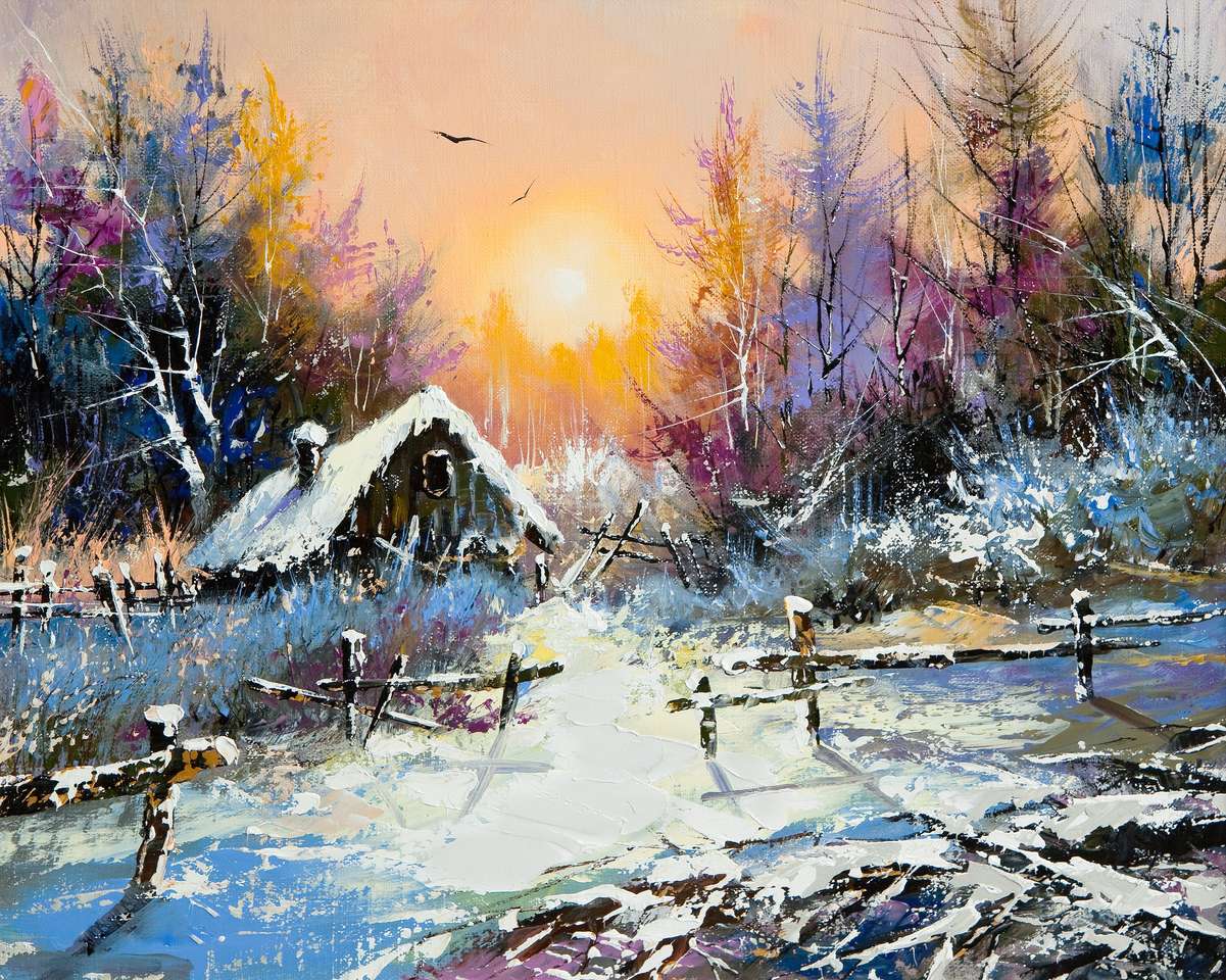 Peisaj rural de iarnă puzzle online