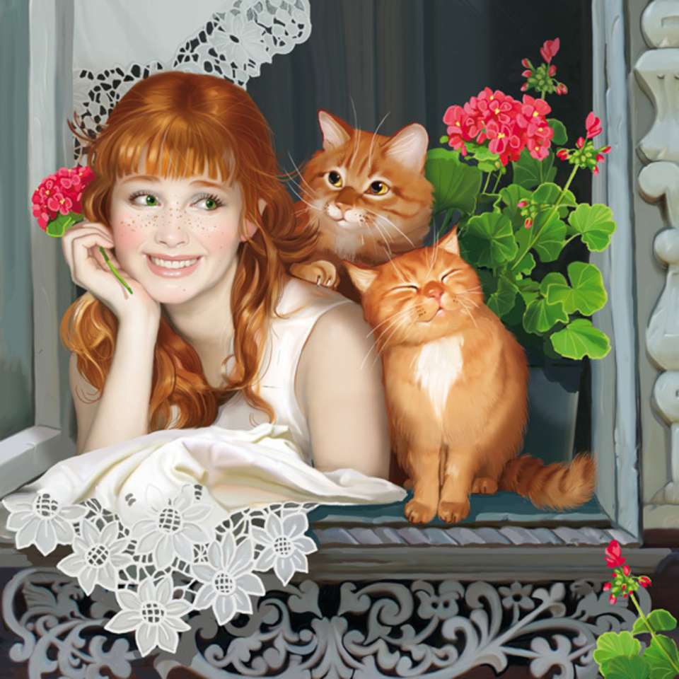 червенокосата котка онлайн пъзел