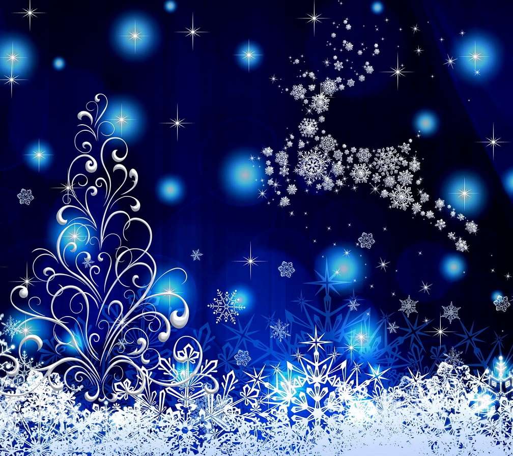 Blauwe magie van Kerstmis legpuzzel online