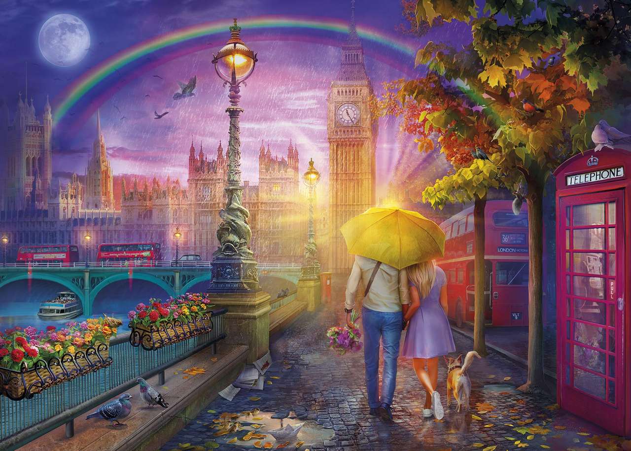 Jour comme nuit : pluie de Londres puzzle en ligne