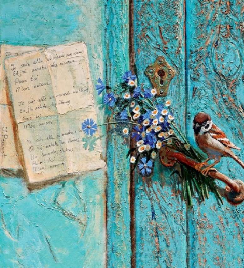 Egy madár és egy édes cetli az ajtómon kirakós online