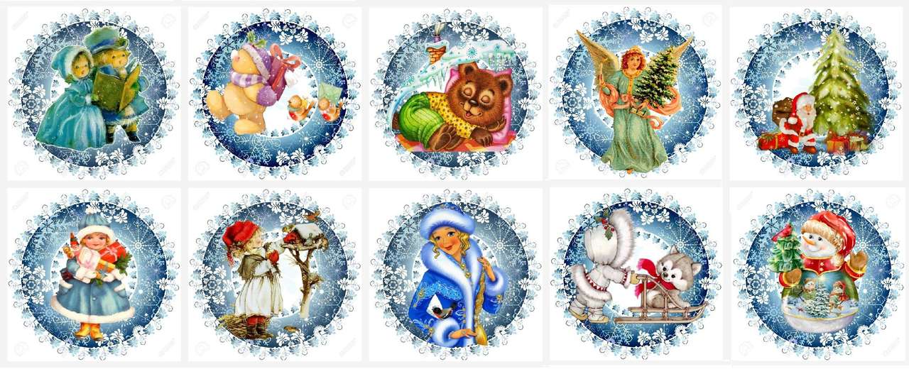 Vánoce, křesťanská oslava: koule a medailony online puzzle