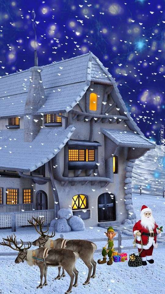 Crăciunul în fața casei jigsaw puzzle online