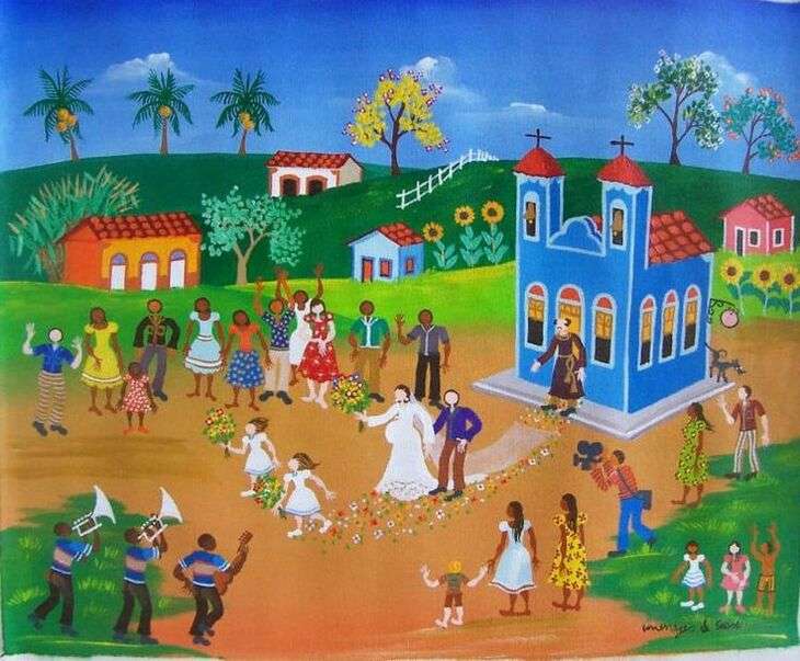 Traditionelle Hochzeit in einem Dorf in Brasilien - Art #1 Puzzlespiel online