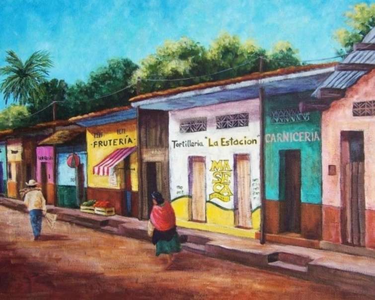 Traditionelle Stadt in Chiapas Mexiko - Art # 2 Online-Puzzle