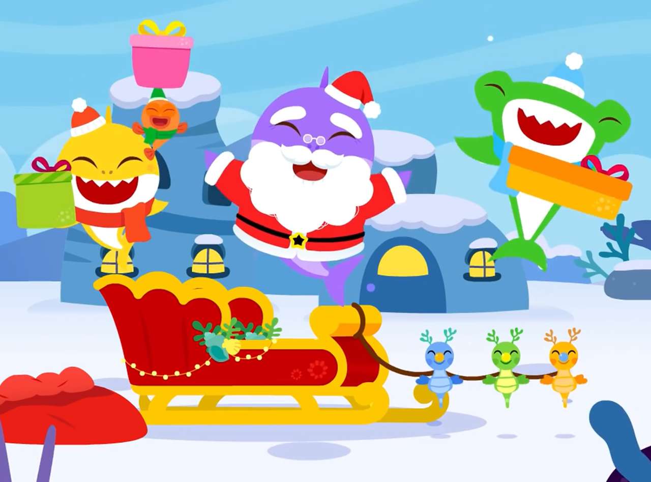Baby Shark, friends, and Santa Claus online puzzle