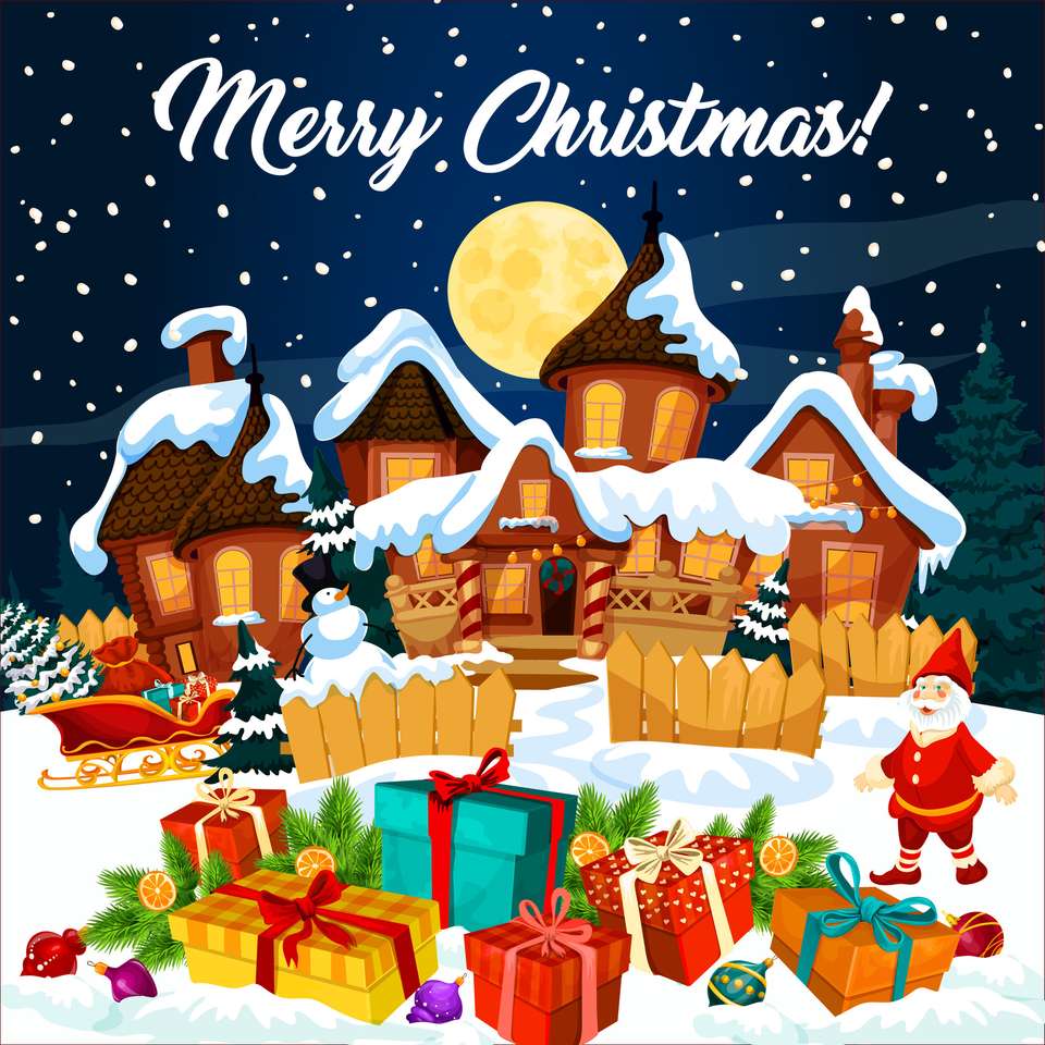 Ευχετήρια κάρτα για καλά Χριστούγεννα online παζλ
