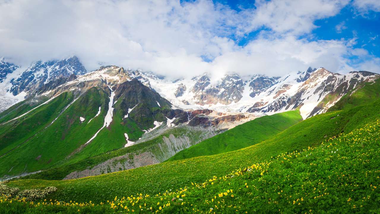 Кавказки планини в Грузия, Сванети онлайн пъзел