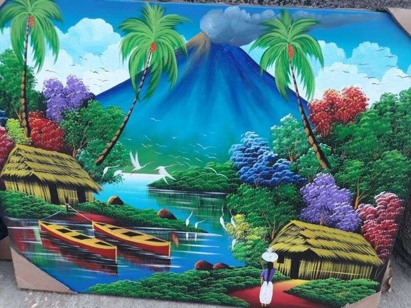 Humble houses near volcano jigsaw puzzle online