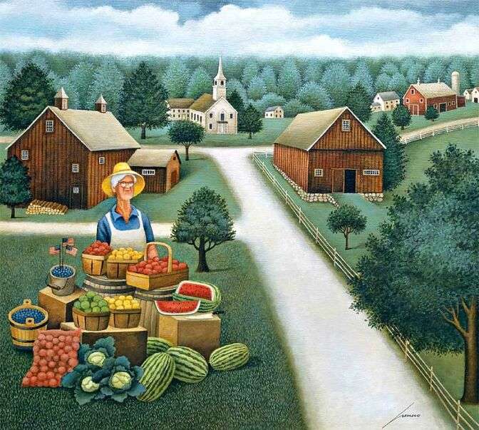 Grandpa sells vegetables and fruits jigsaw puzzle online