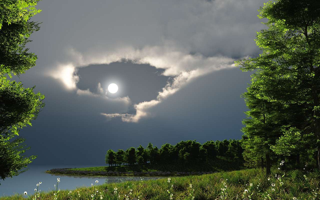 gyönyörű hold a folyón kirakós online