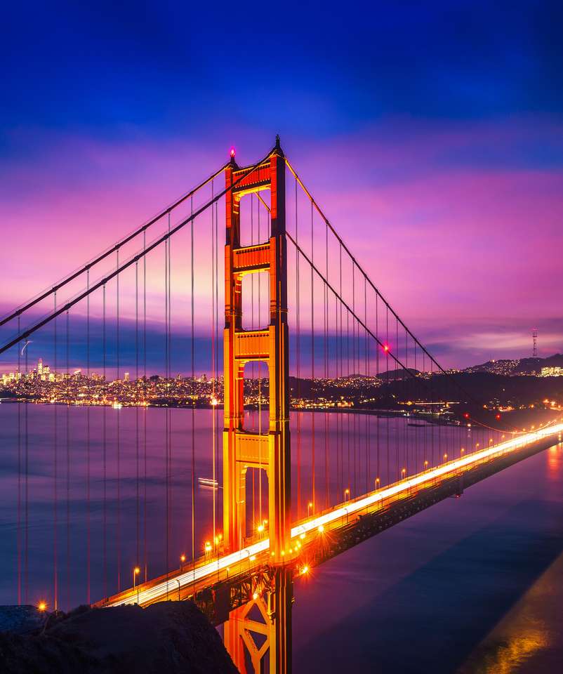 Golden Gate Bridge bei Nacht Online-Puzzle