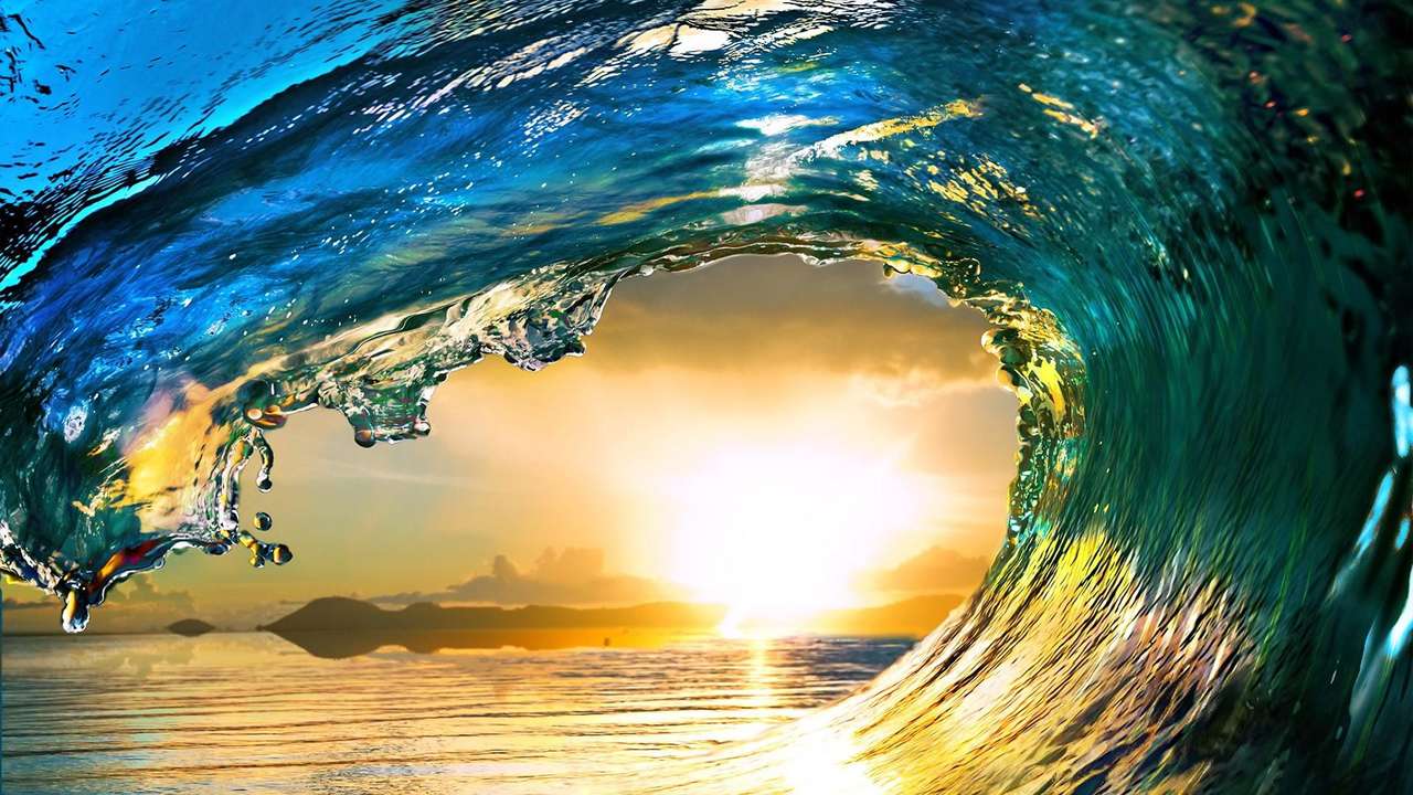 wave with the sun in the background jigsaw puzzle online