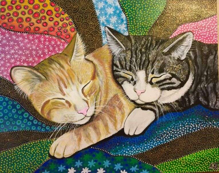Twee kittens die samen slapen legpuzzel online