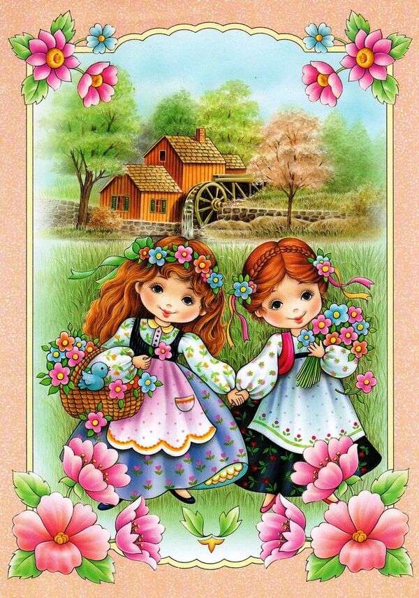 Beautiful little girls go for a walk online puzzle