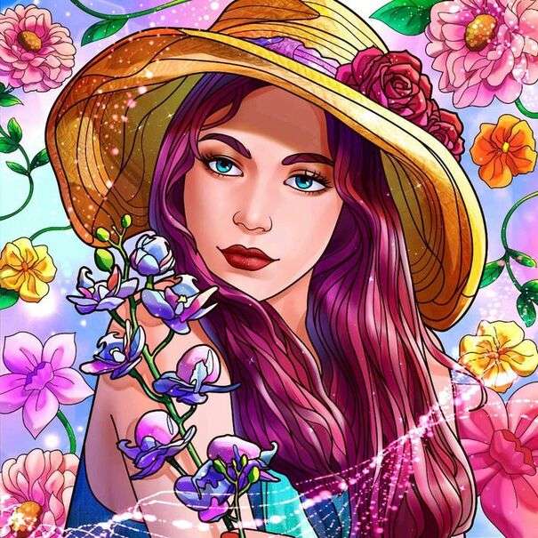 Very cute red hair lady with hat online puzzle