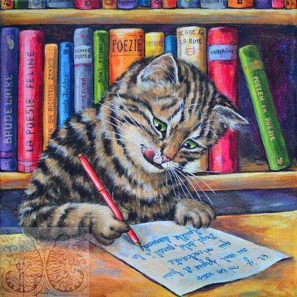 gattino che scrive una lettera puzzle online