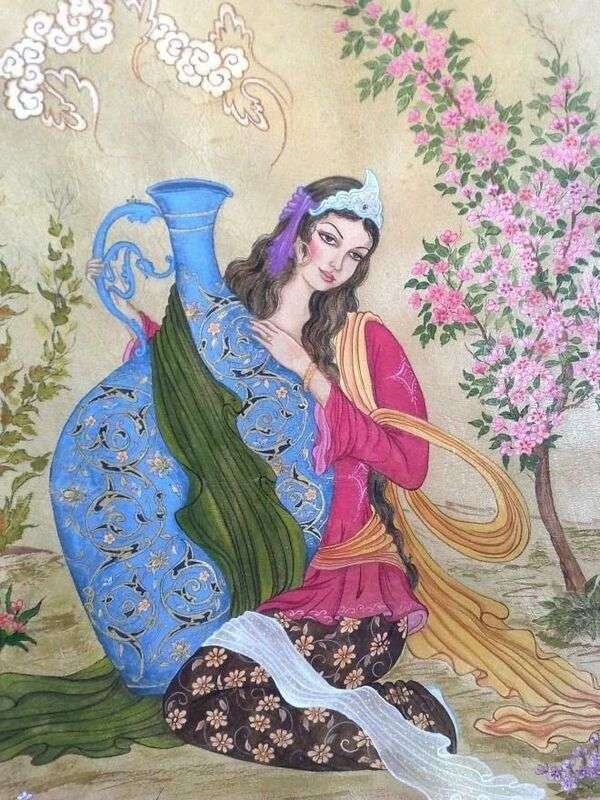 Signora iraniana con brocca d'acqua - Art #2 puzzle online