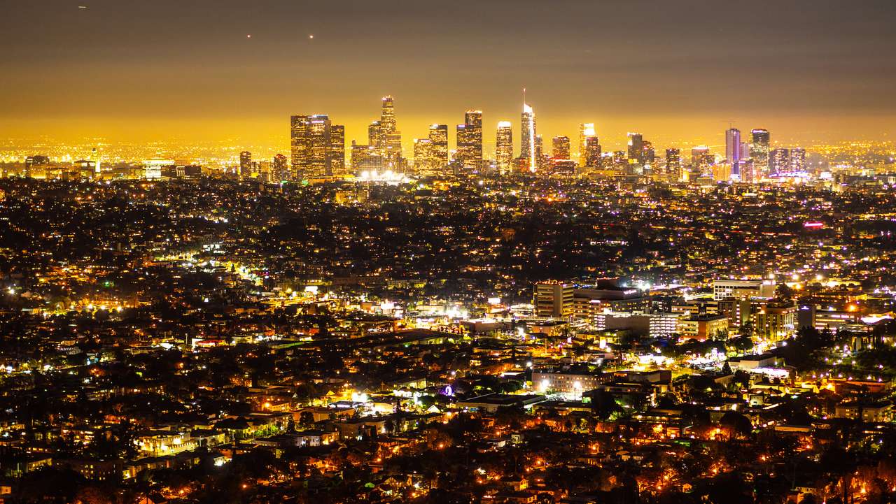 Downtown Los Angeles bij nacht legpuzzel online