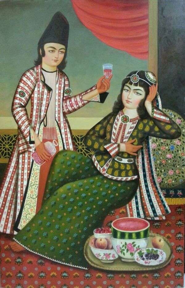 Iranian couple ready to have a snack - Art #3 online puzzle
