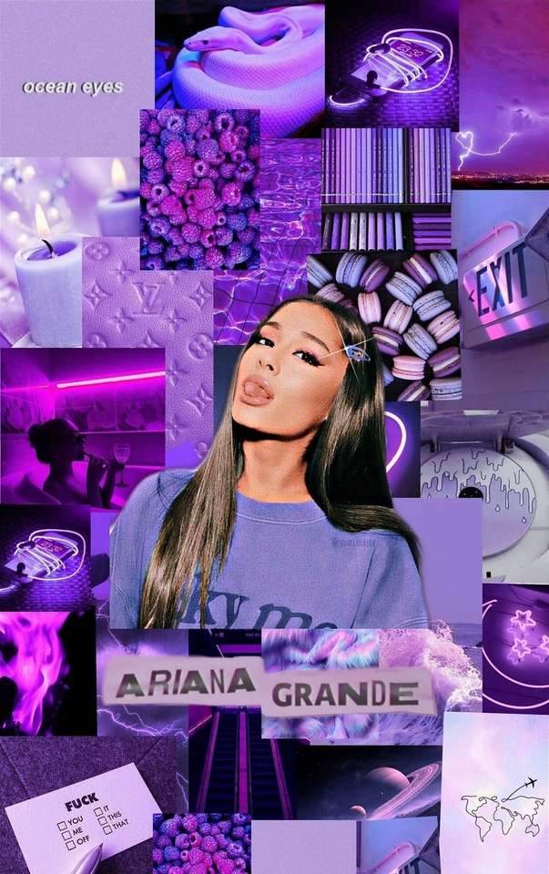 Аріана Гранде фіолетова естетика пазл онлайн