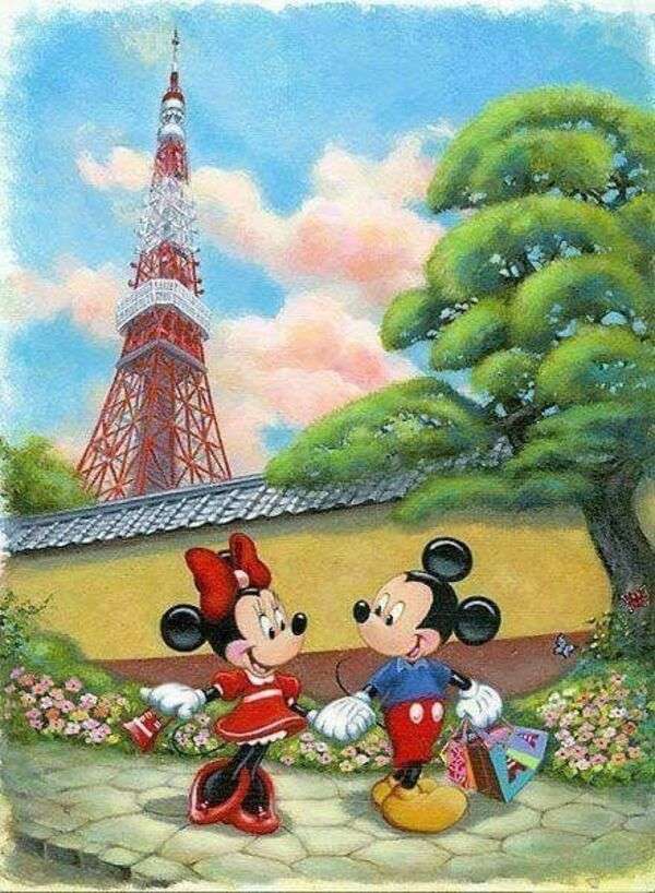 Mickey och Minnie shoppar pussel på nätet