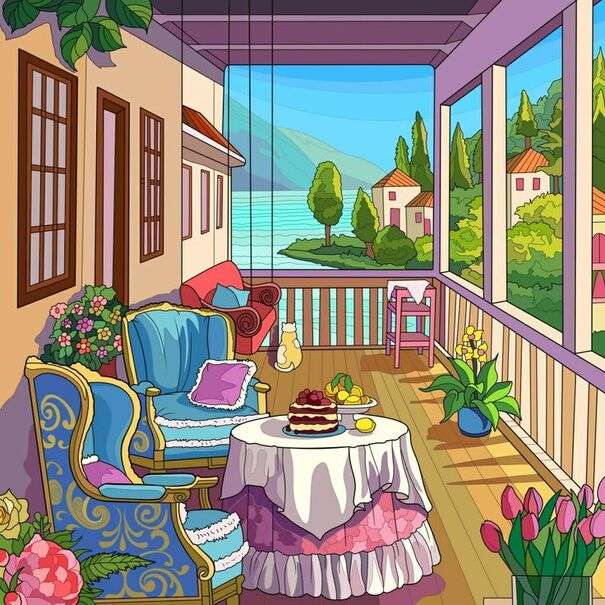 Paysage #81 - Jolie terrasse avec de beaux meubles puzzle en ligne