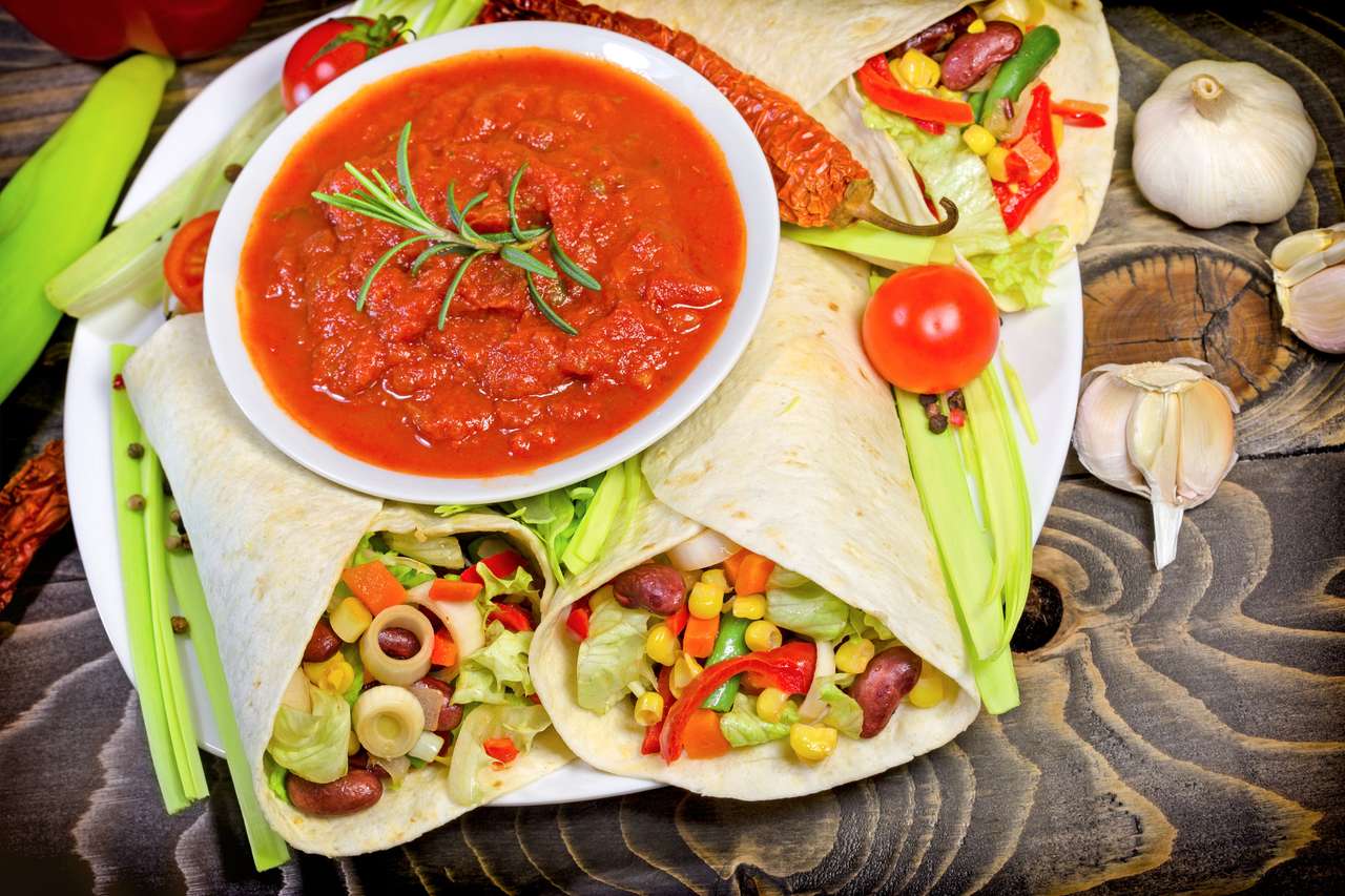 Mexikanischer Salat in Tortilla Online-Puzzle