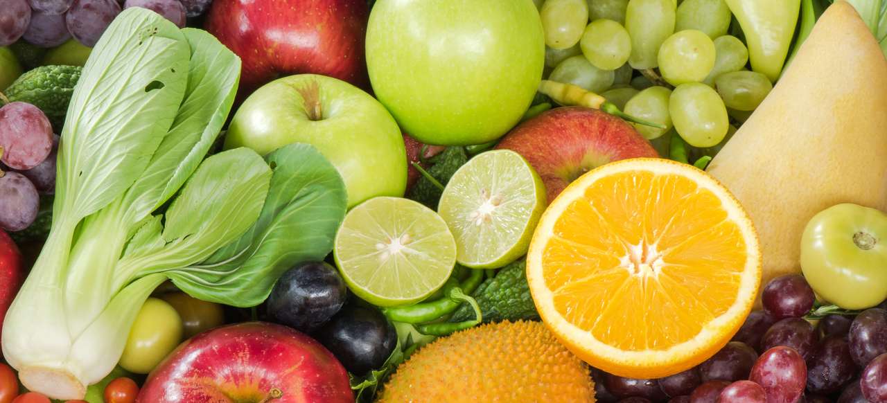 Färska frukter och grönsaker pussel på nätet