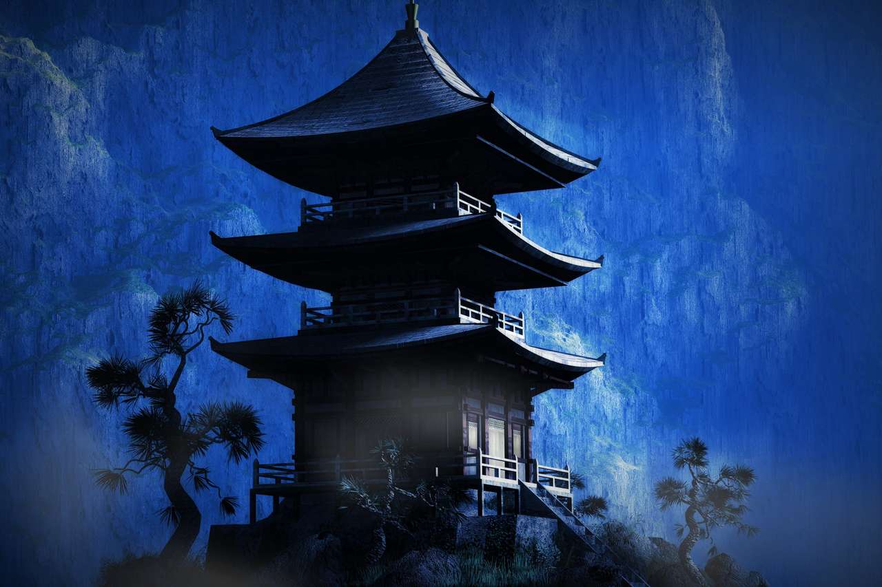 Zen-buddhistischer Tempel in den Bergen Online-Puzzle