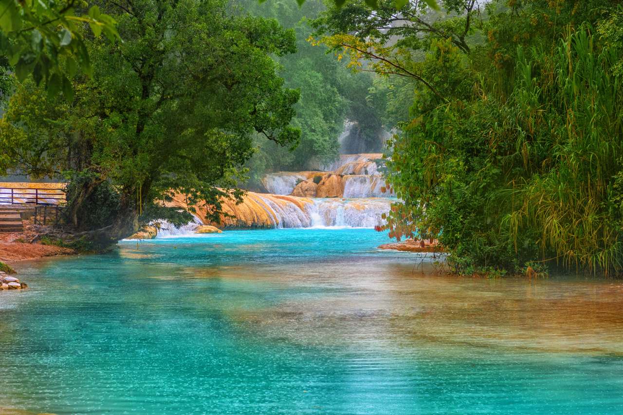 Cachoeiras Cascadas de Água Azul, México quebra-cabeças online