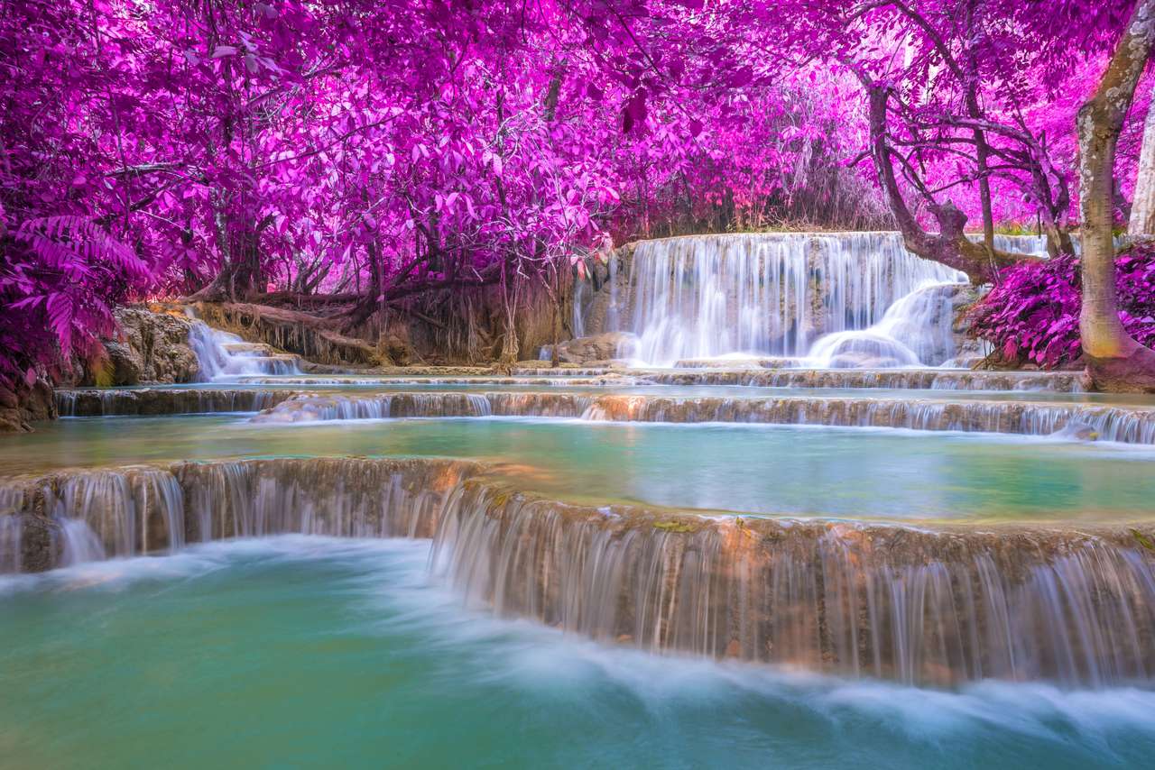 Tat Kuang Si Wasserfälle, Laos Online-Puzzle