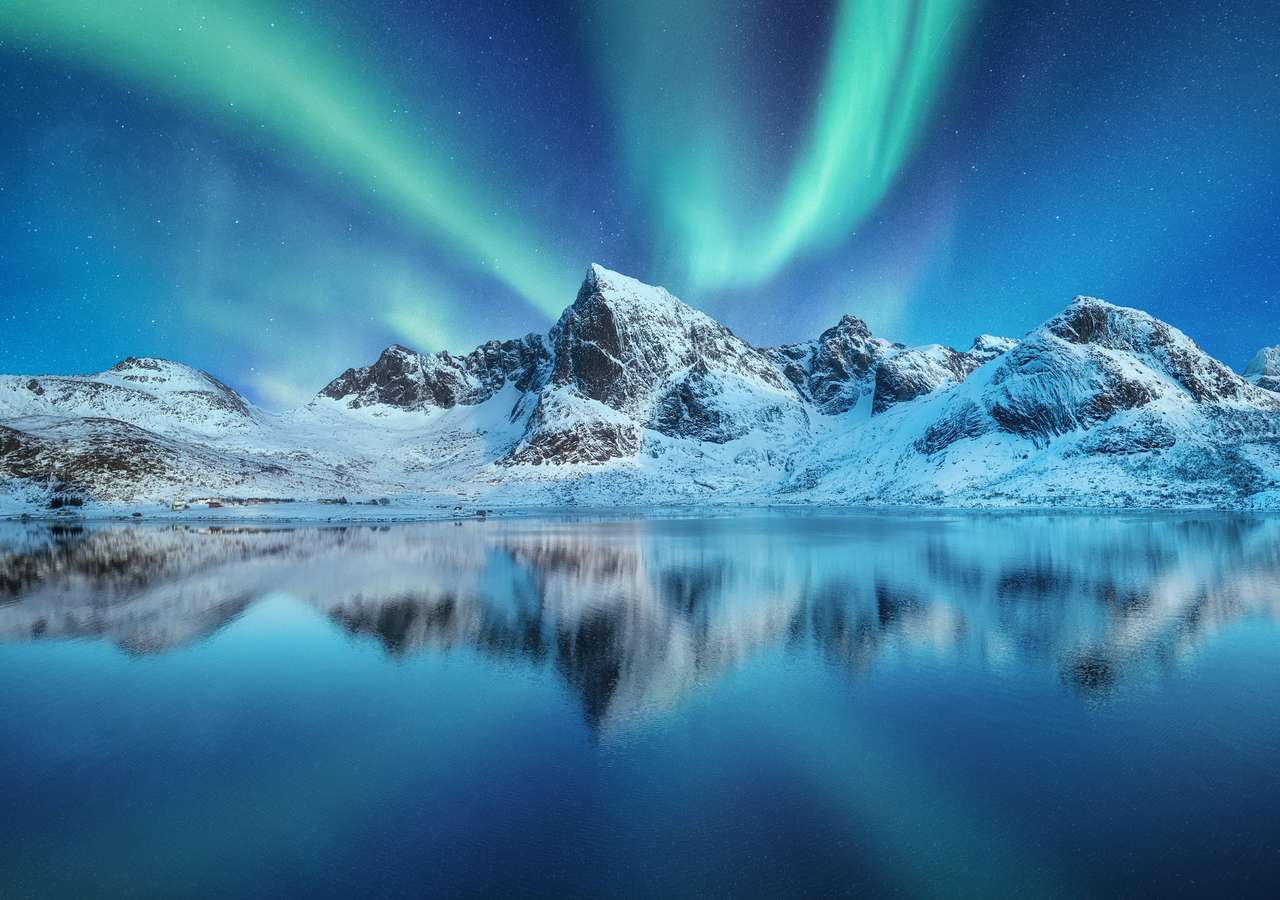 Aurora Borealis, Lofoten-eilanden online puzzel