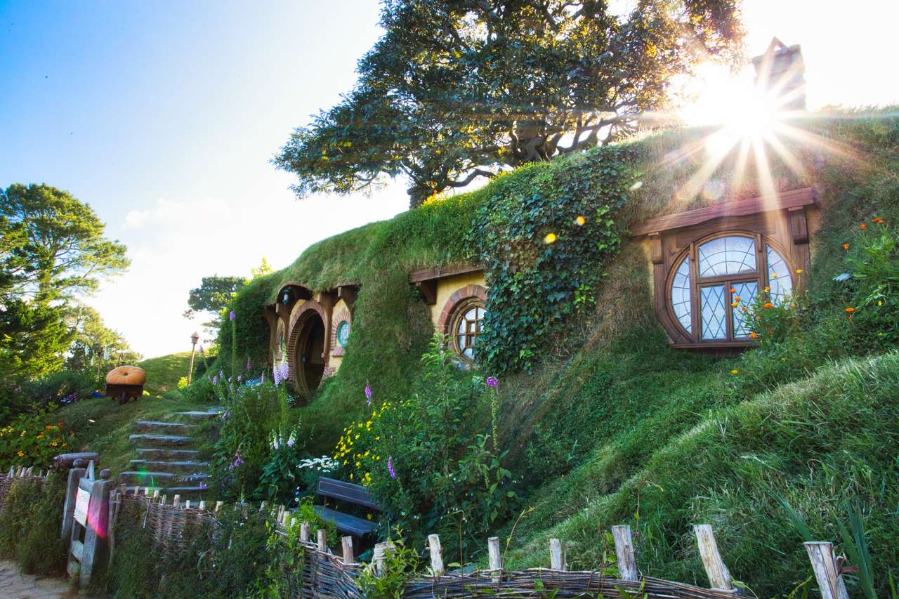 Hobbit House, Hobbiton Movie Set, Nya Zeeland Pussel online