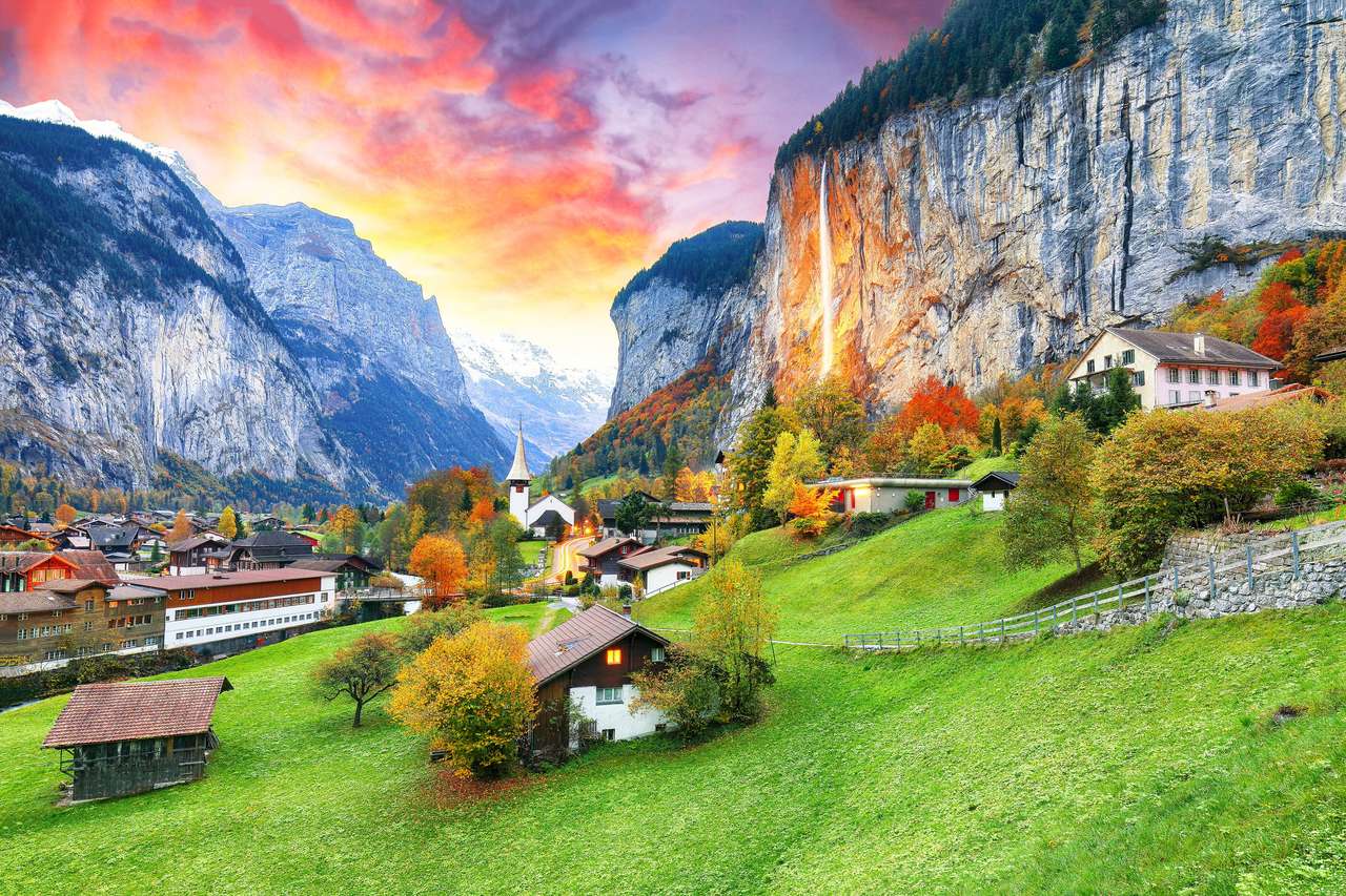 údolí Lauterbrunnen skládačky online