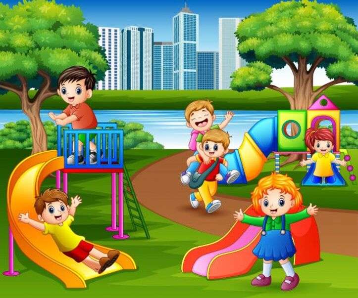 Children play in the school yard jigsaw puzzle online