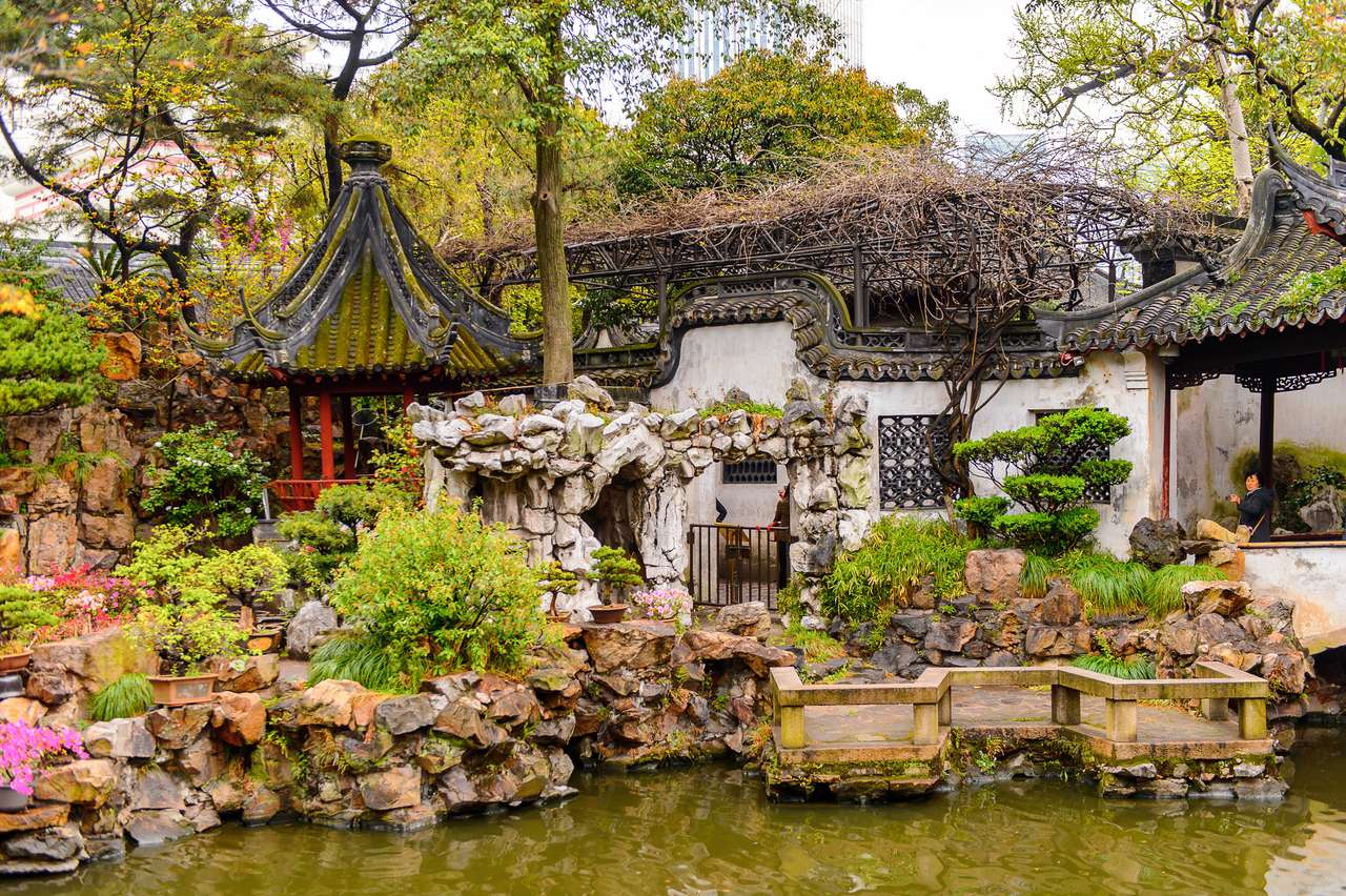 Lyckans trädgård i Gamla stan i Shanghai, Kina pussel på nätet