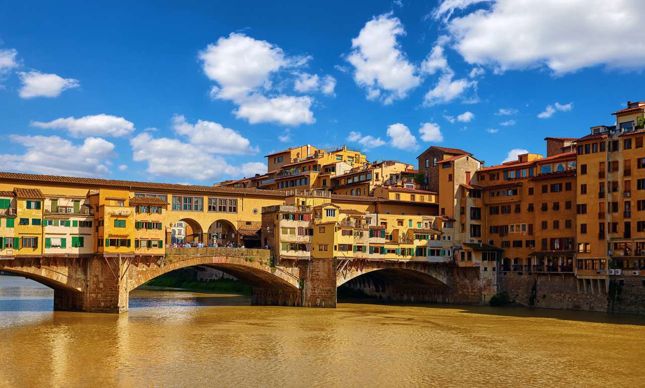 Ponte Vecchio aan de rivier de Arno in Florence online puzzel