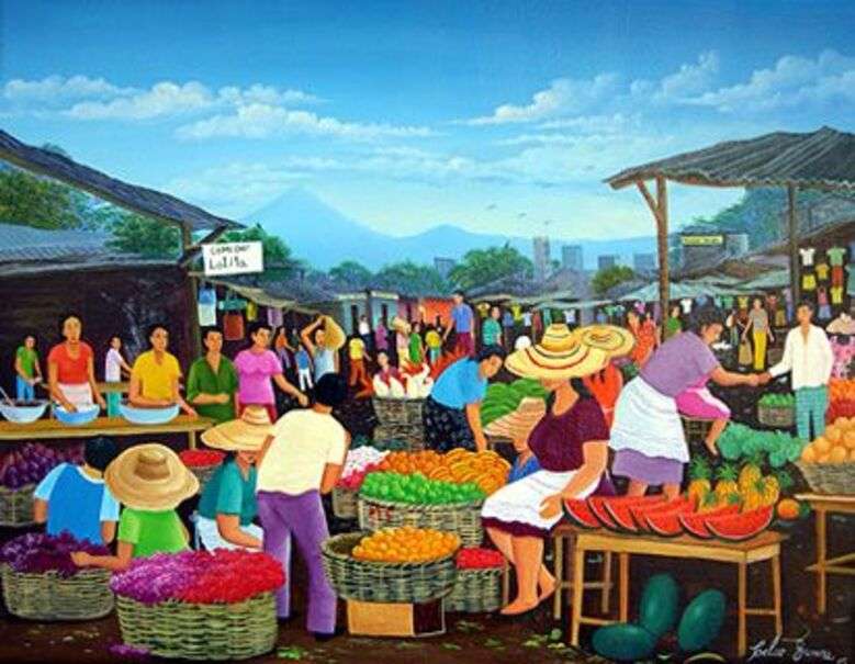 Markt in Pochocaupe Nicaragua - Kunst # 2 online puzzel