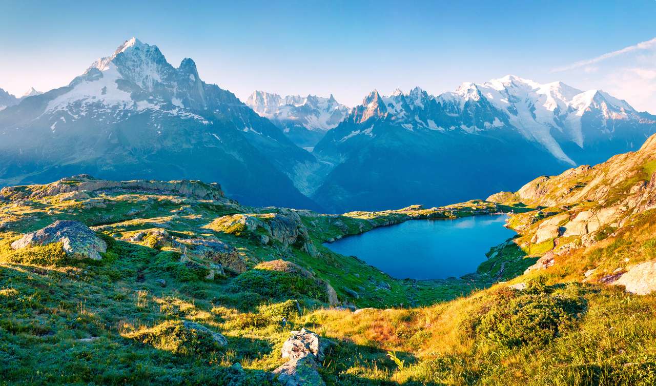 Lac Blanc lago con il Monte Bianco puzzle online