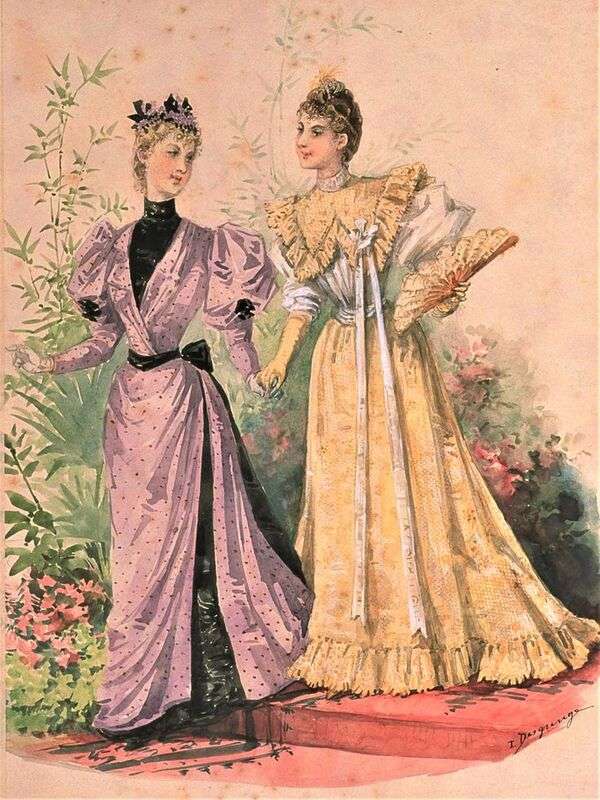 Damas elegantes tiempo Victoriano - Arte #1 rompecabezas en línea