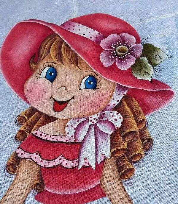 赤いドレスと帽子の少女 ジグソーパズルオンライン