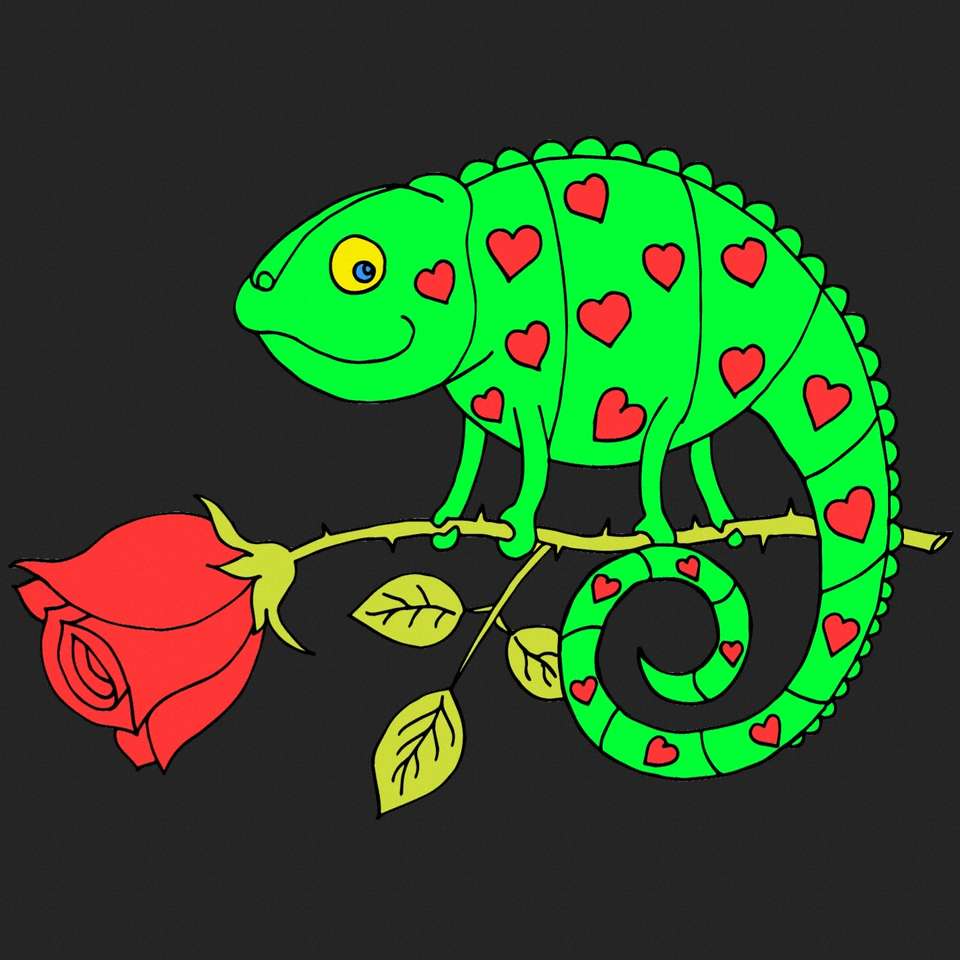 Chameleon na větvi online puzzle