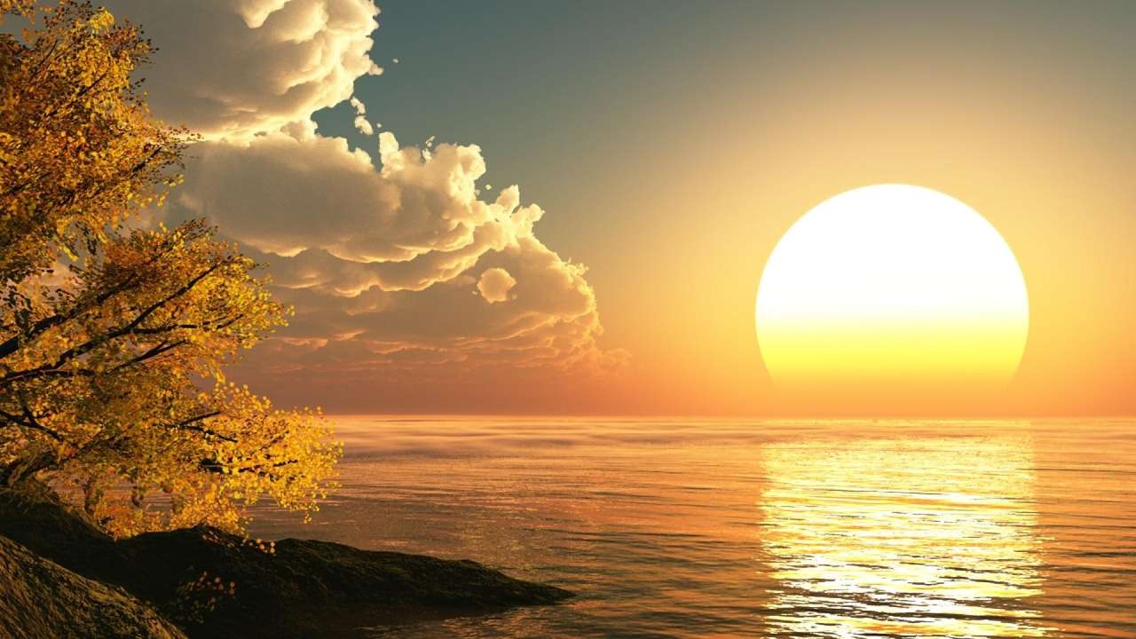日没時の美しい太陽 ジグソーパズルオンライン
