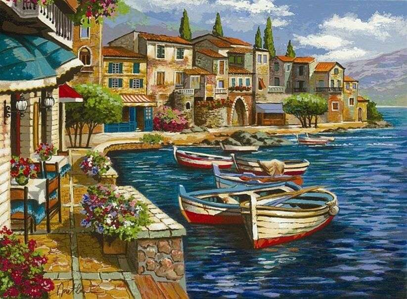 Lake View Homes & Boats jigsaw puzzle online